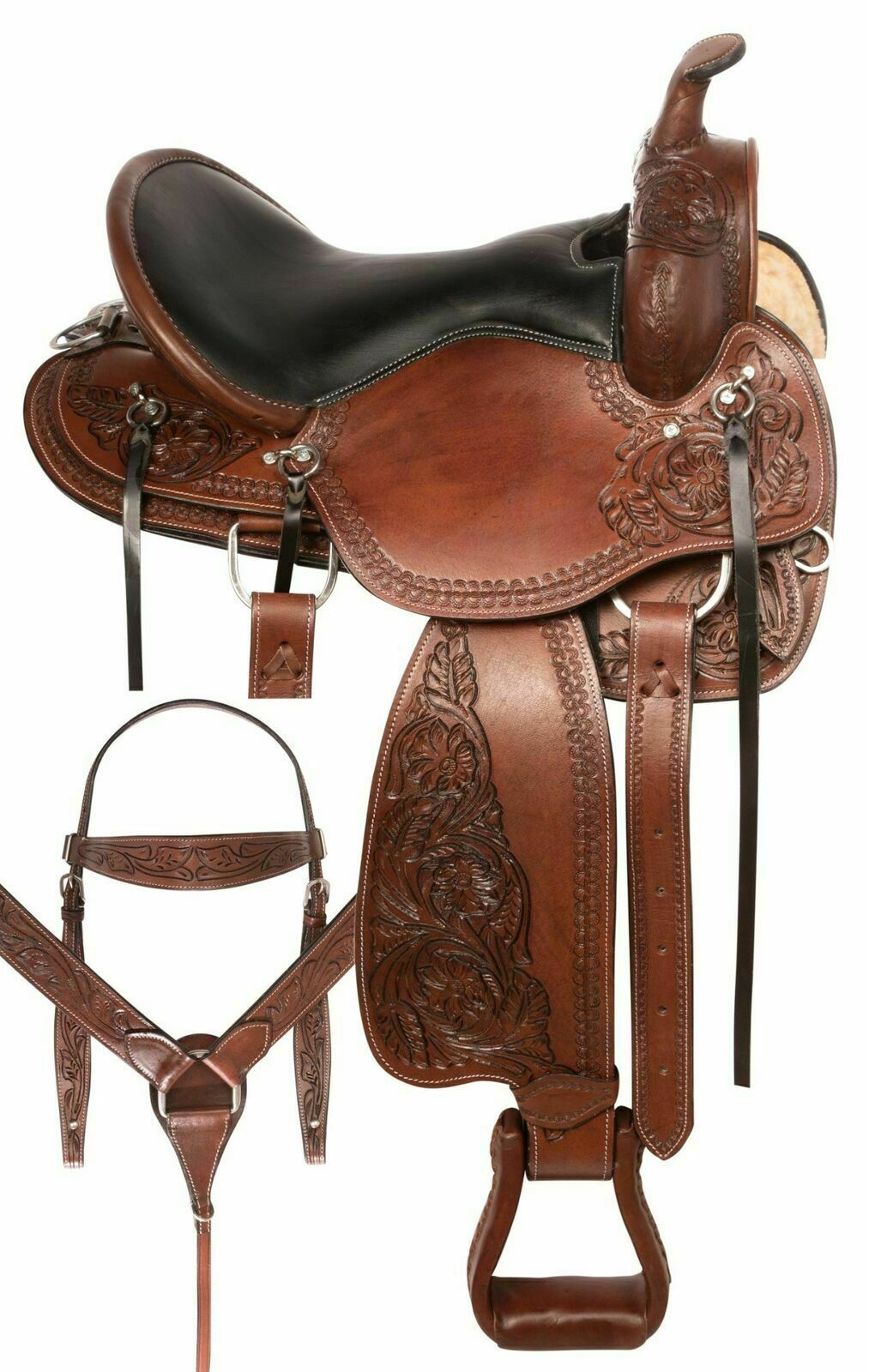 New Horse Saddle Western Trail Gaited Endurance Leather Tack .