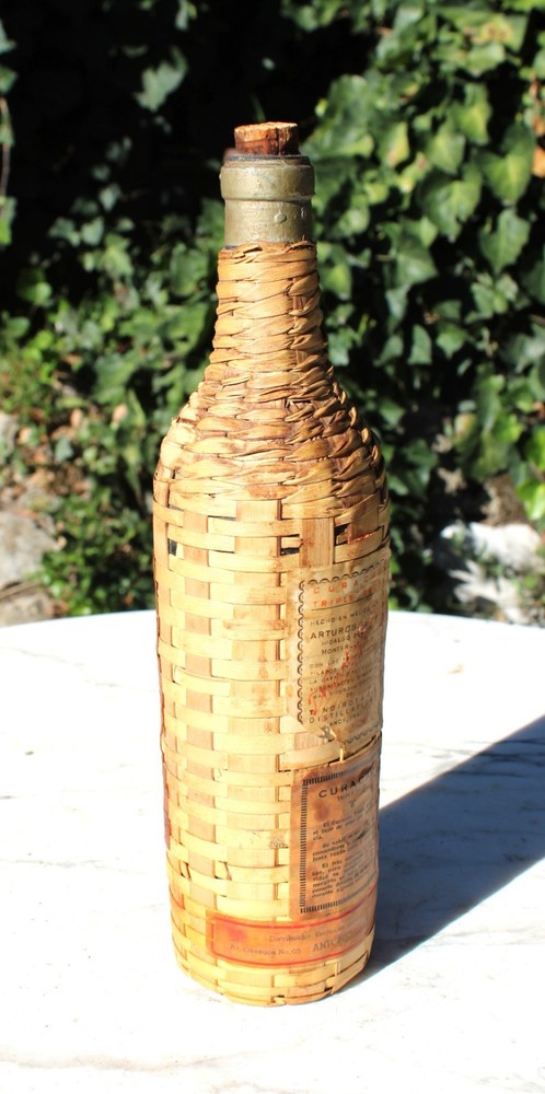 Vintage Triple Sec Wicker Wrapped Wine Bottle