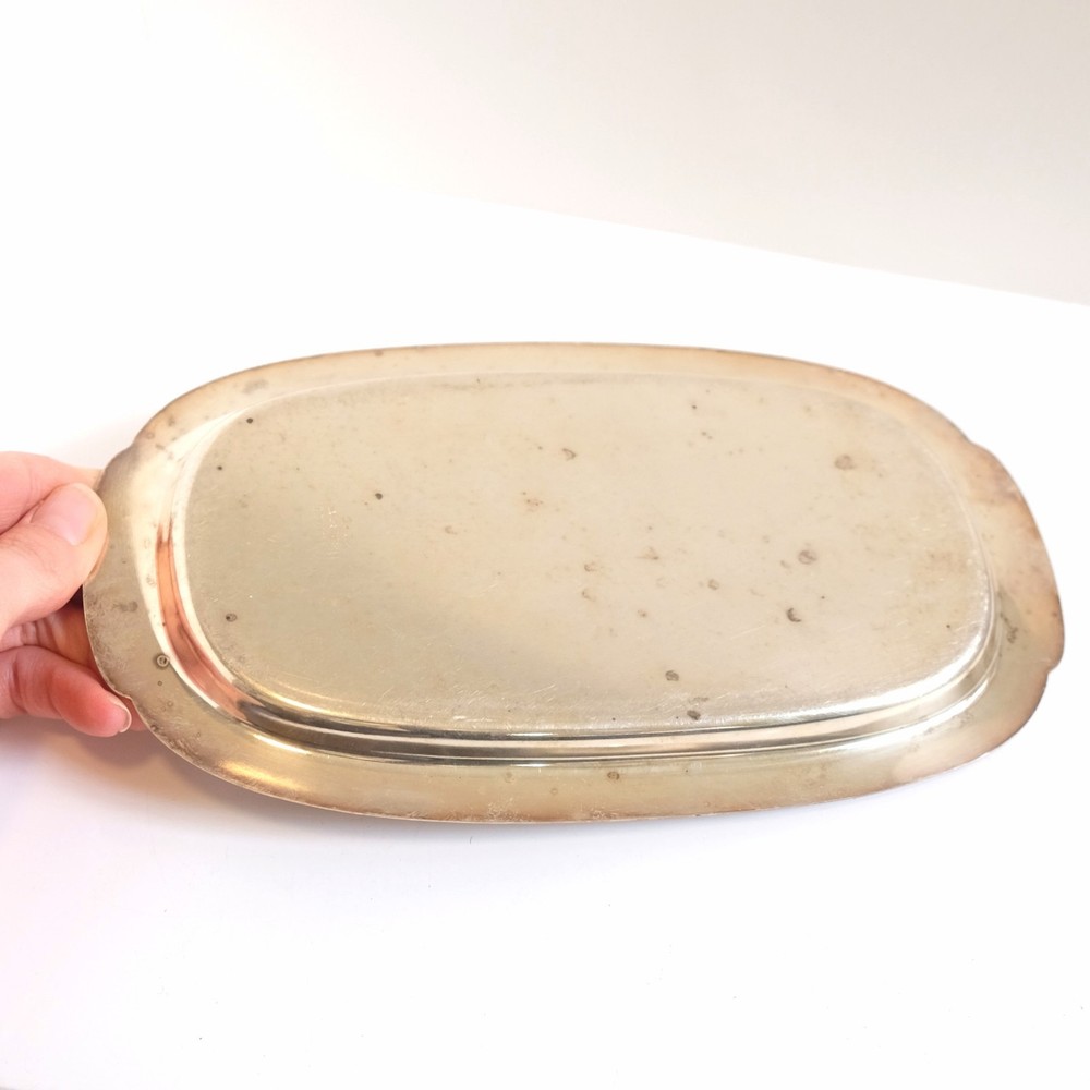 Vintage Wallace Modern Plate Oval Candy Dish Trinket Holder Minimal Silver Plate