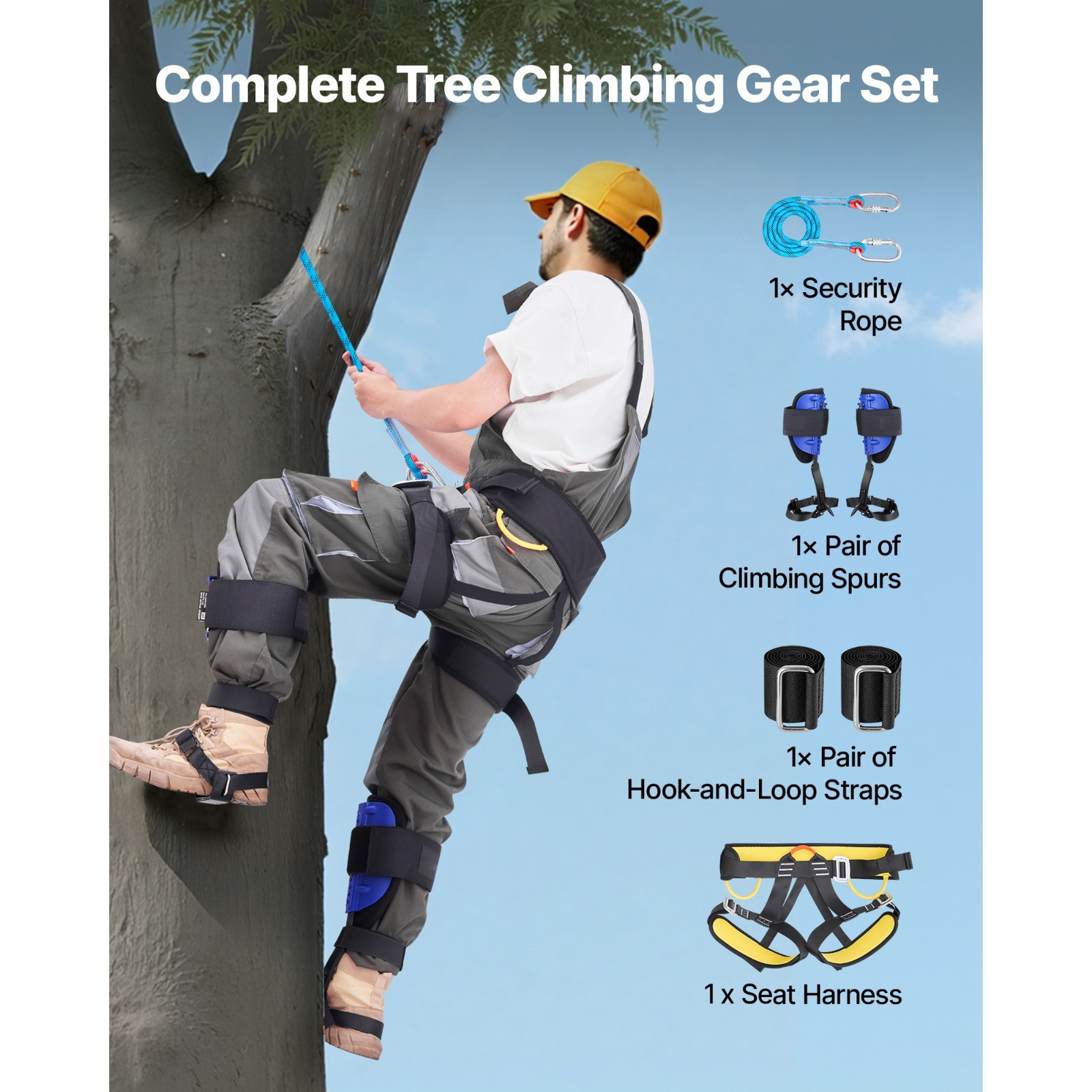 Uimoso Tree Climbing Spikes Set Climbing Spurs Steel Safety Rope Seat Harness