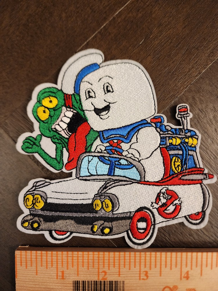 Iron On Embroidered Patch Featuring Stay Puft & Slimer Pop Culture Classics