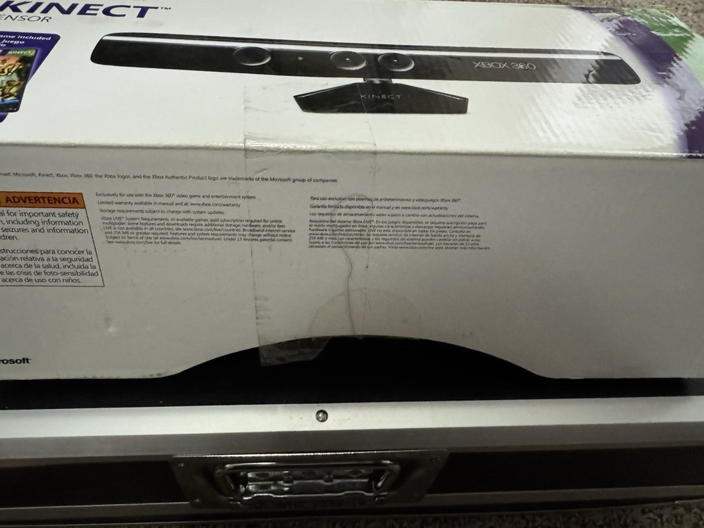 Microsoft Kinect Black For Xbox 360 With Kinect Adventures Game!