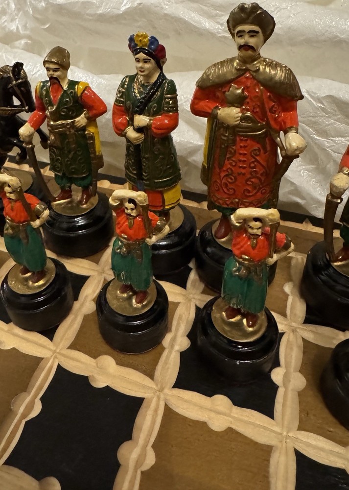 Ukraine Wood Hand Made Chess Set Cossack