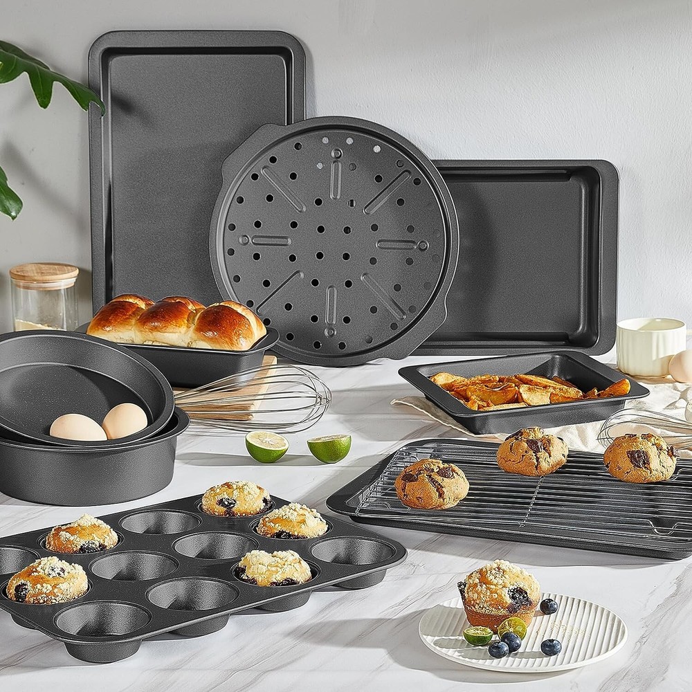 Bakeware Sets, Baking Pans Set, Nonstick Oven Pan for Kitchen with Wider Grip...