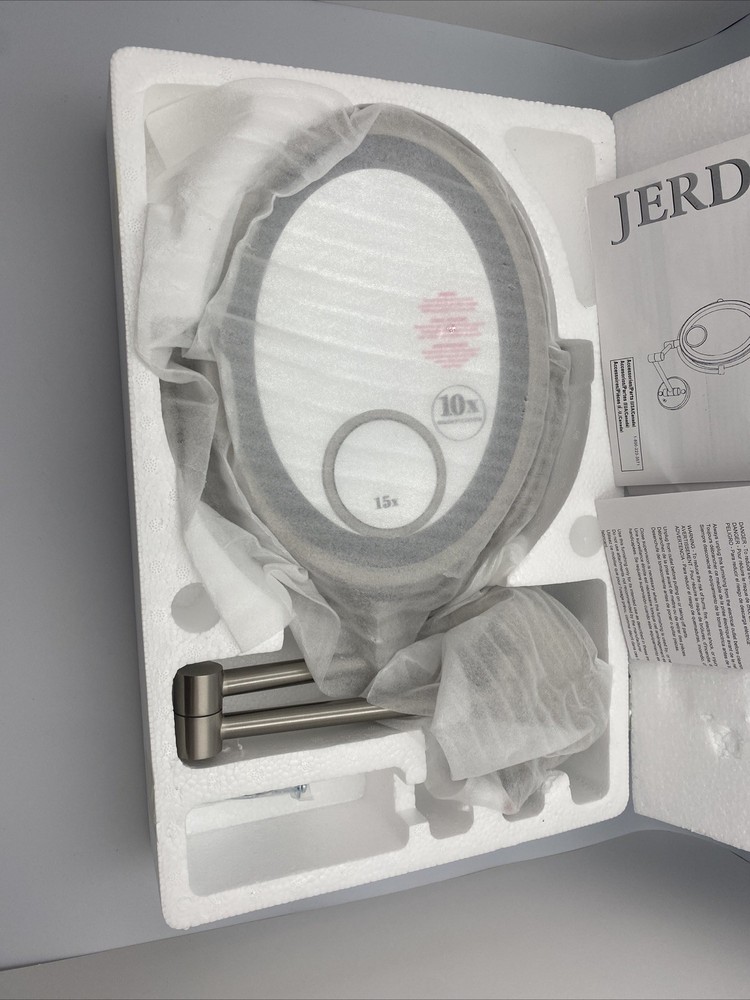 Two-Sided Wall-Mounted Makeup Mirror with Lights - Lighted Nickel Direct Wire