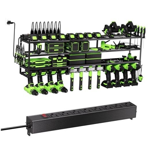 Power Tool Organizer Wall Mount with 12Drill Slots(Clean Version - No Plate)