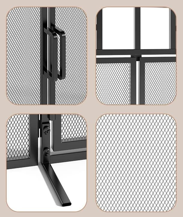 Fire Beauty 3-Panel Folding Fireplace Screen with Magnetic Hinged Doors, Solid W
