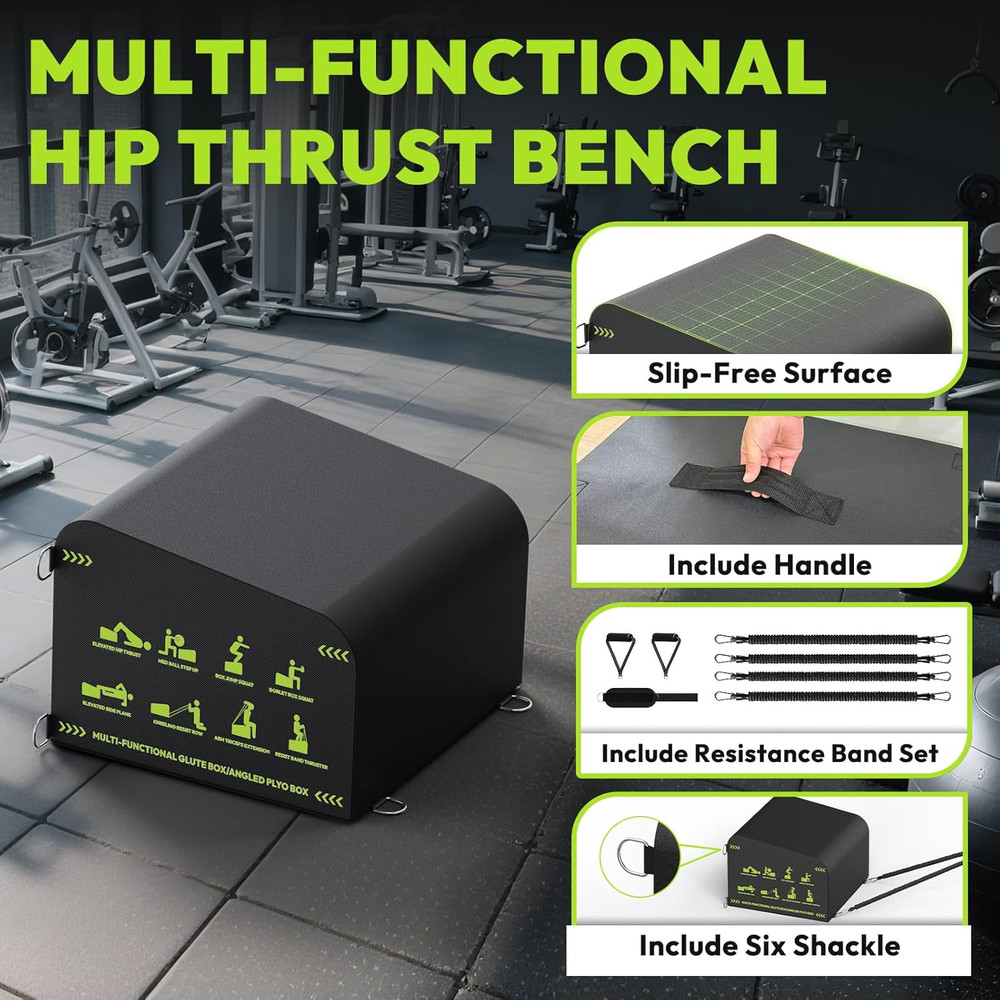 HANDBODE Hip Thrust Bench, Multi-Functional Slip-Free Hip Thrust Machine for Glu