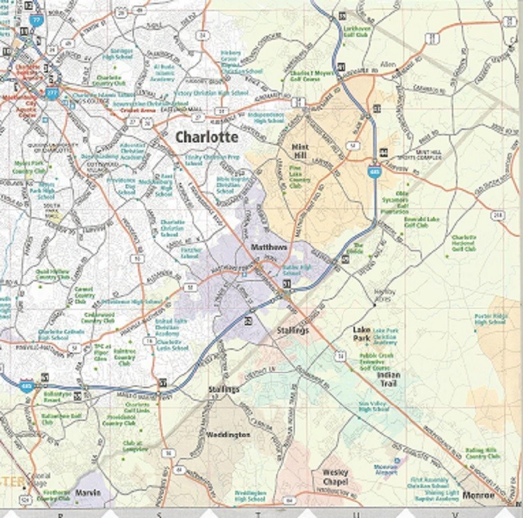 Charlotte & Vicinity (SC) Road Map by Rand McNally