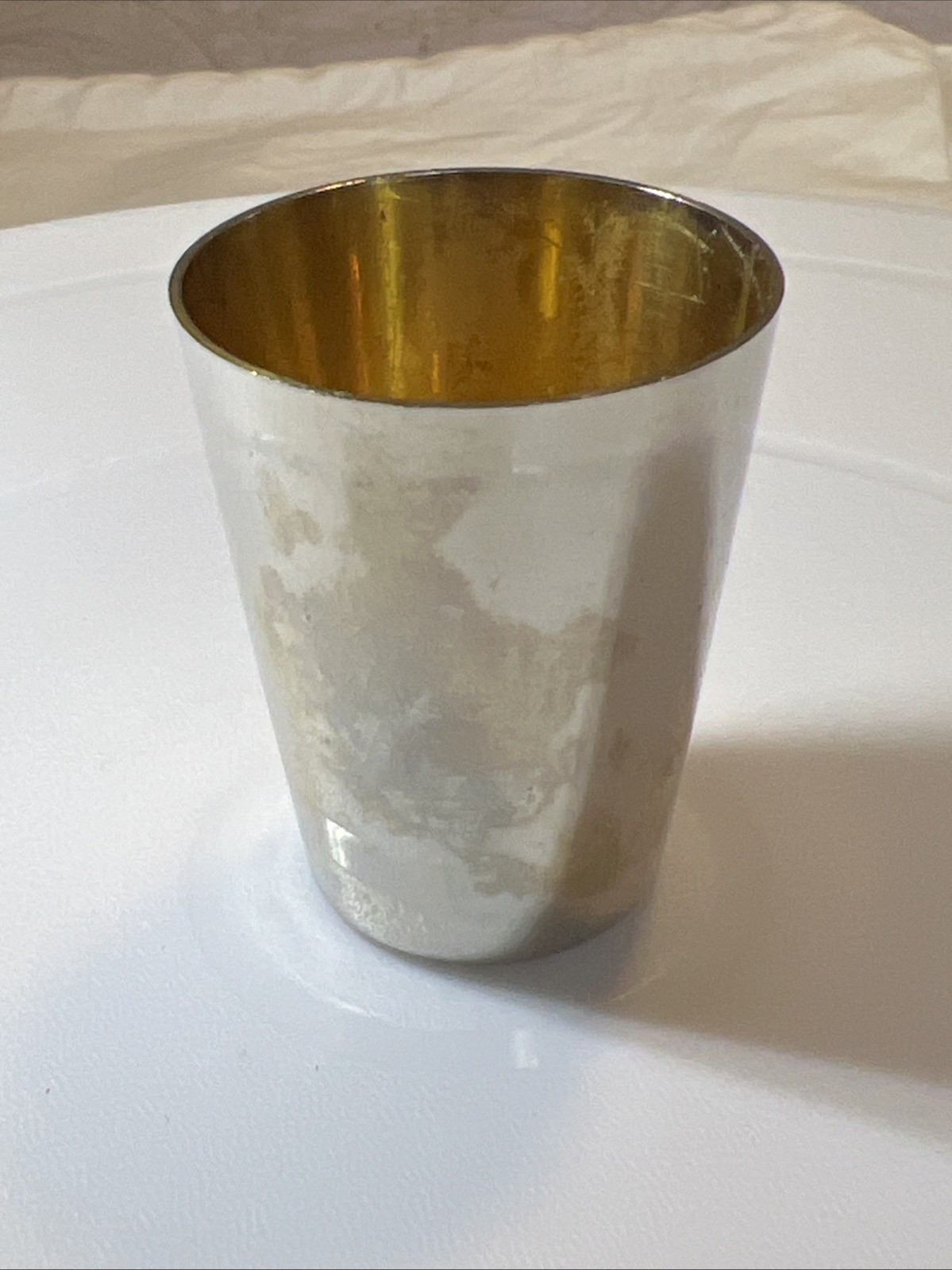 Antique Silver German Shot Glass Gold Washing Vermeil Stamp Made In Germany “B”