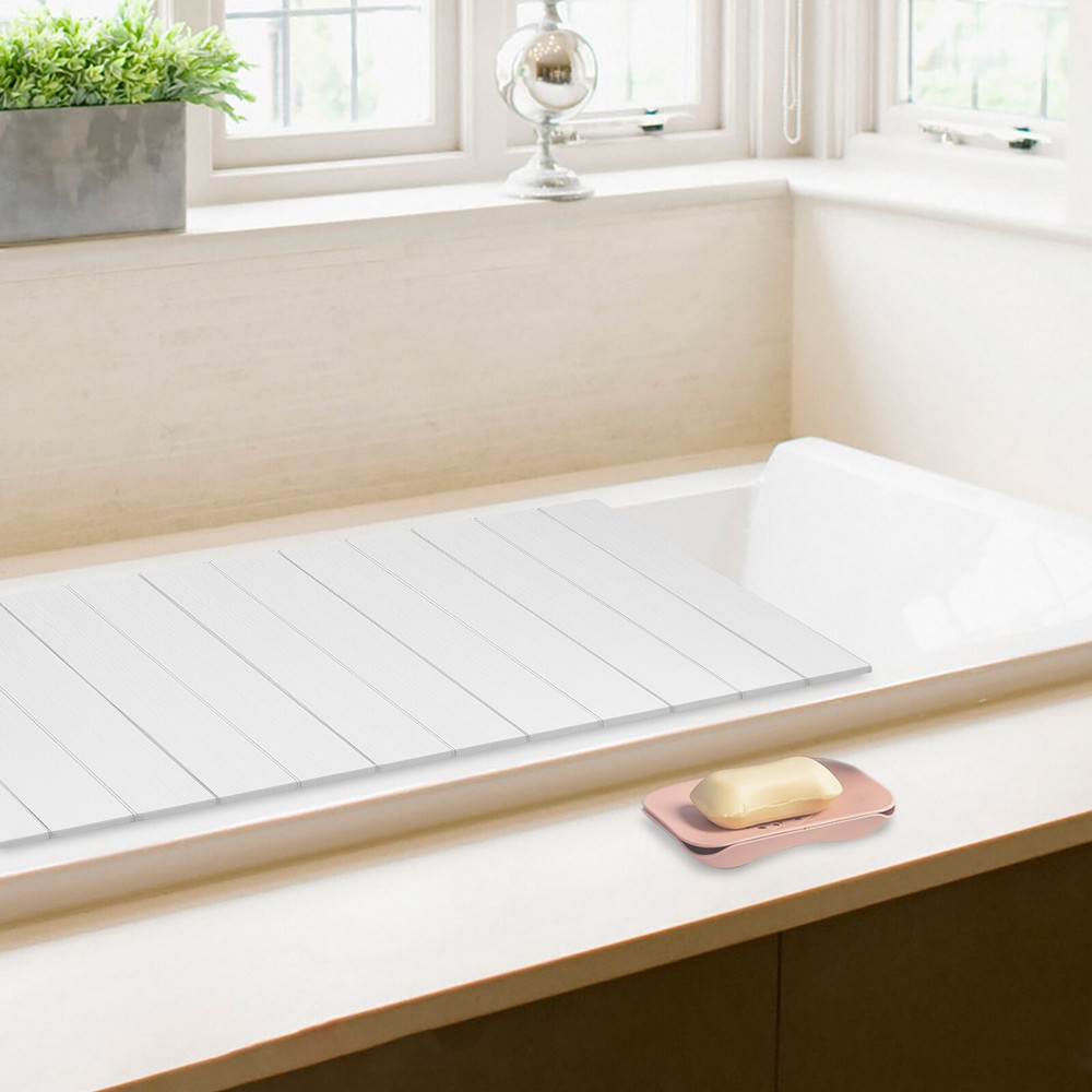 Modern Folding Bathtub Cover Rectangular Insulation Dust Cover White Bath Lid