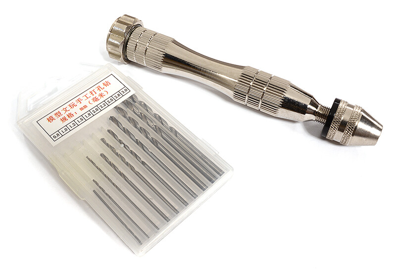 Precision Precision Hand Drill Tool w/ Drill Bits (0.8-3mm) for Model Building