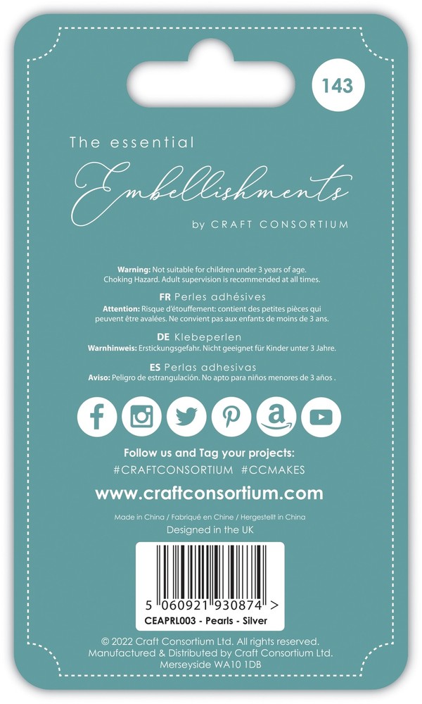 Craft Consortium Essential Adhesive Pearls 143/Pkg-Silver