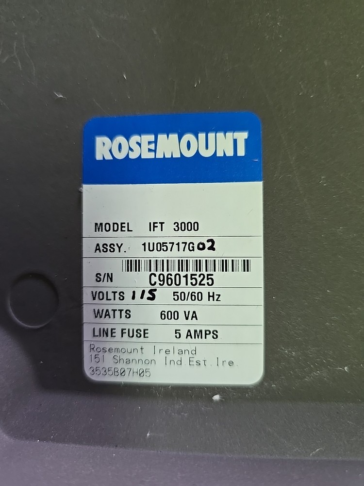 Rosemount 5 Amp Oxygen Analyzer 1U05717G02