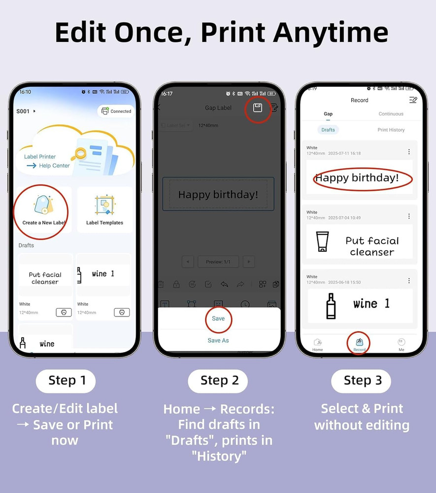 Label Maker Machine with Tape Bluetooth Portable Thermal Labelling Printer