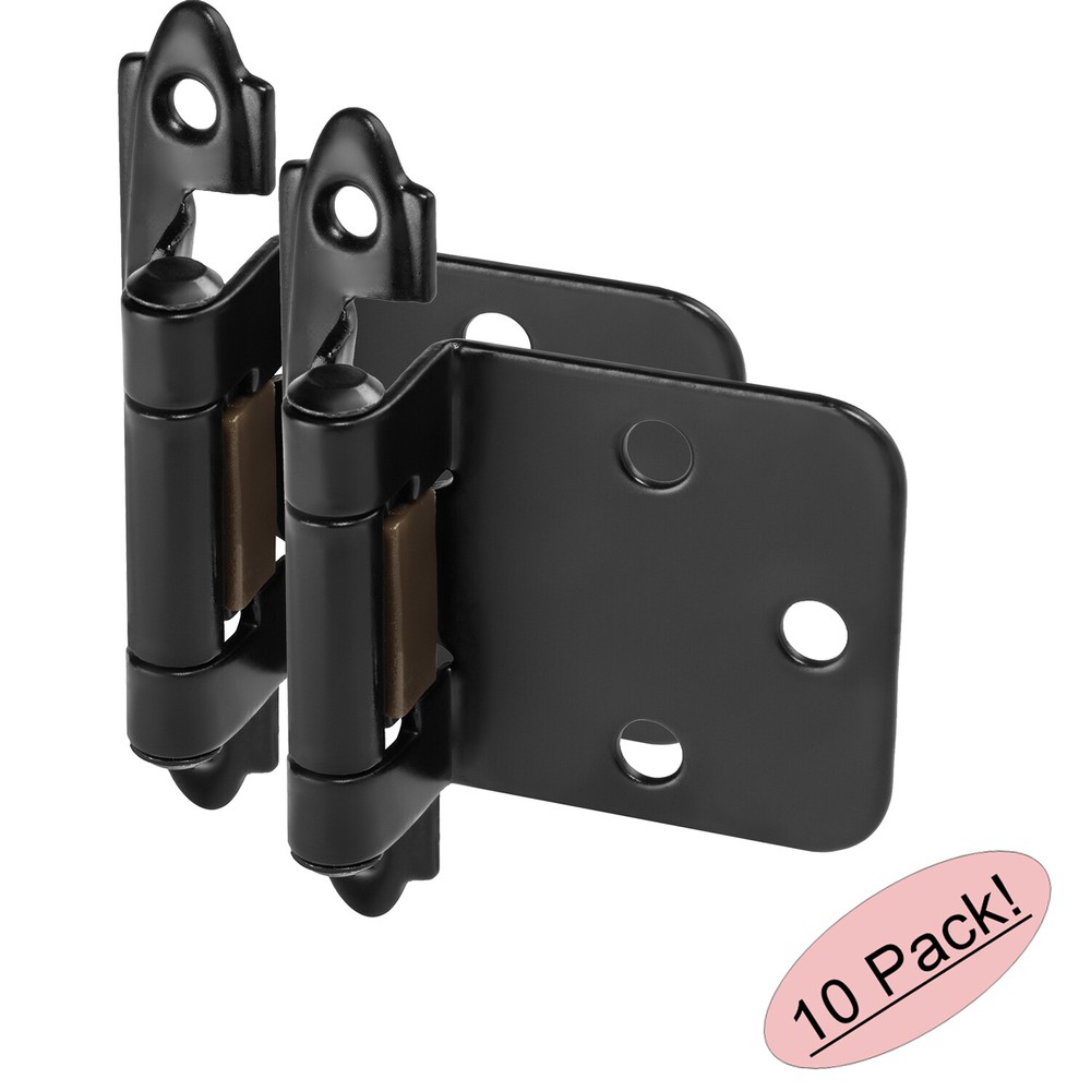 *10 Pack* Cosmas Cabinet Hinges Flat Black Variable Overlay 15539-FB (Pair)