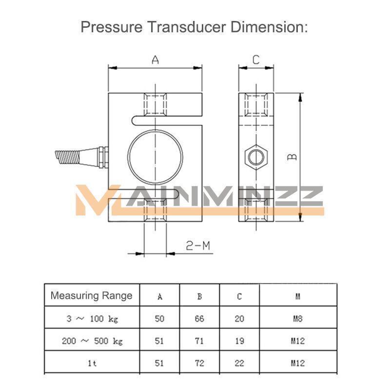 1x Load Cell Force Measuring Pull and Pess S-type Pressure Sensor with Indicator