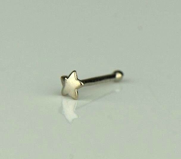 14k Yellow or White Gold Star Piercing Stud