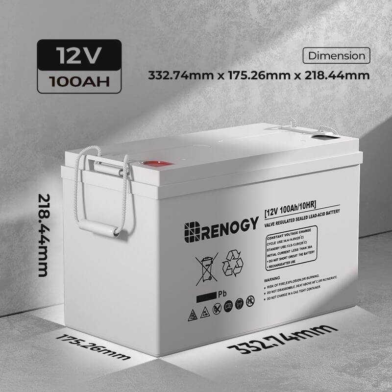 Renogy Deep Cycle AGM Battery Rechargeable 12V 100Ah/200Ah For RV Solar Marine