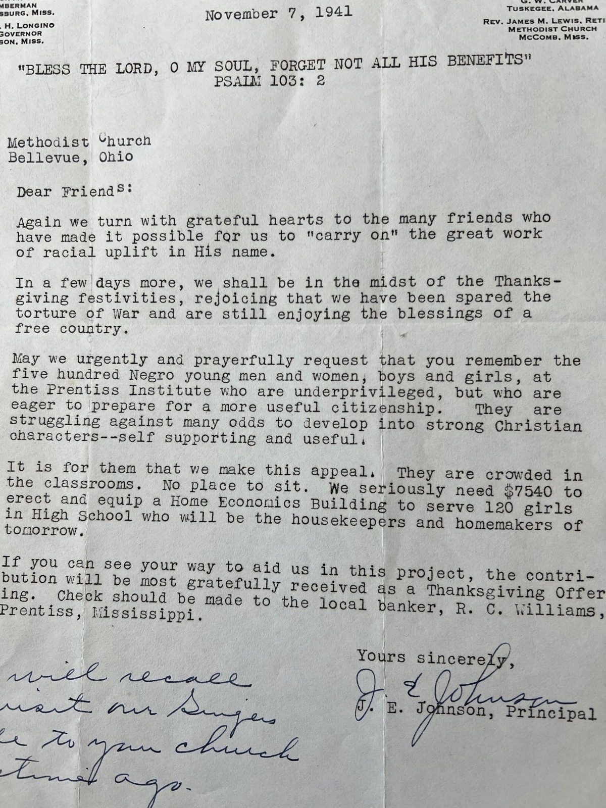 1941 African American Colored School Letter George Washington Carver Tuskegee