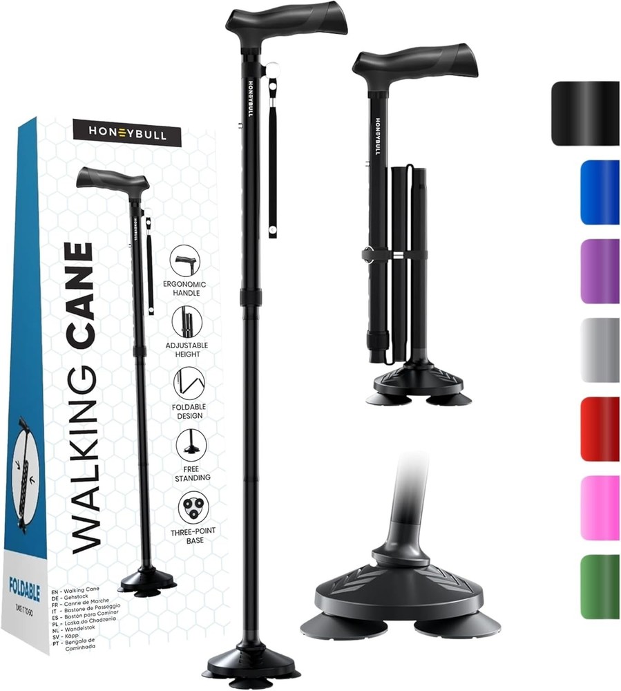 Adjustable Height Walking Cane - Supportive, Lightweight, and Easy to Store