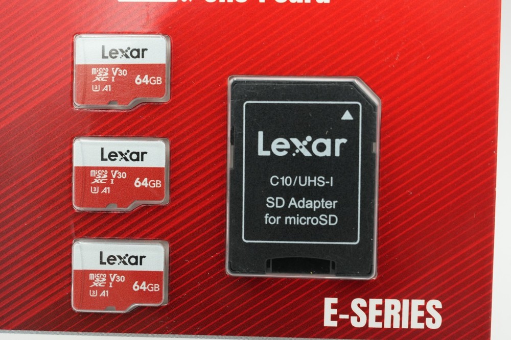 SEALED Lexar 3 Pack 64GB Micro SD Card w/Adapter