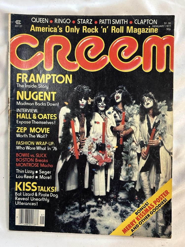 Creem Magazine January 1977 Kiss  Centerfold Poster Frampton Nugent