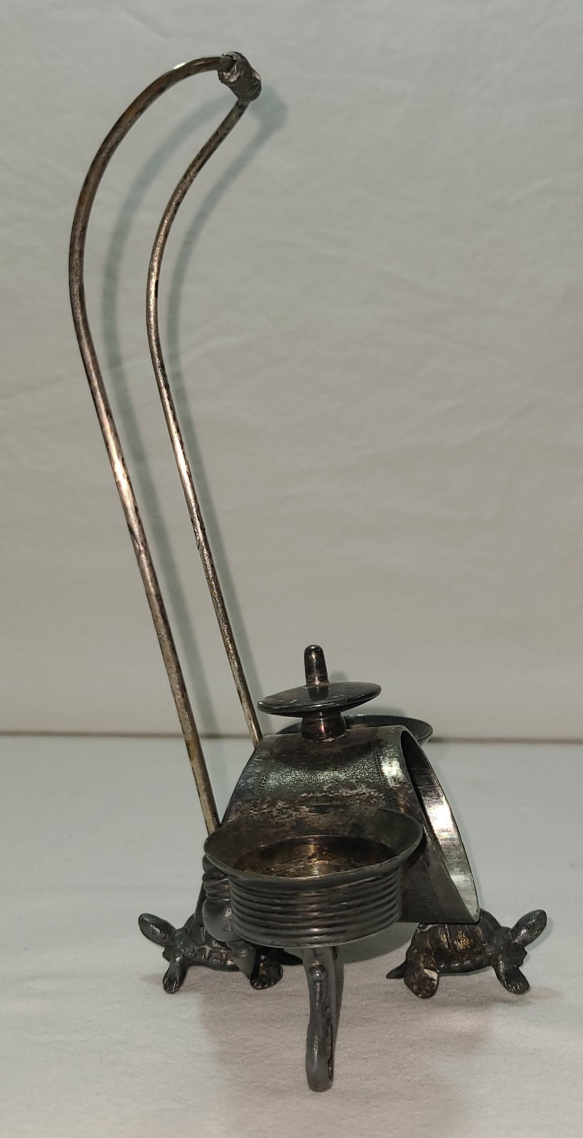 Napkin Ring Holder Salt Cellar Antique Silverplate Figural 2 Turtles