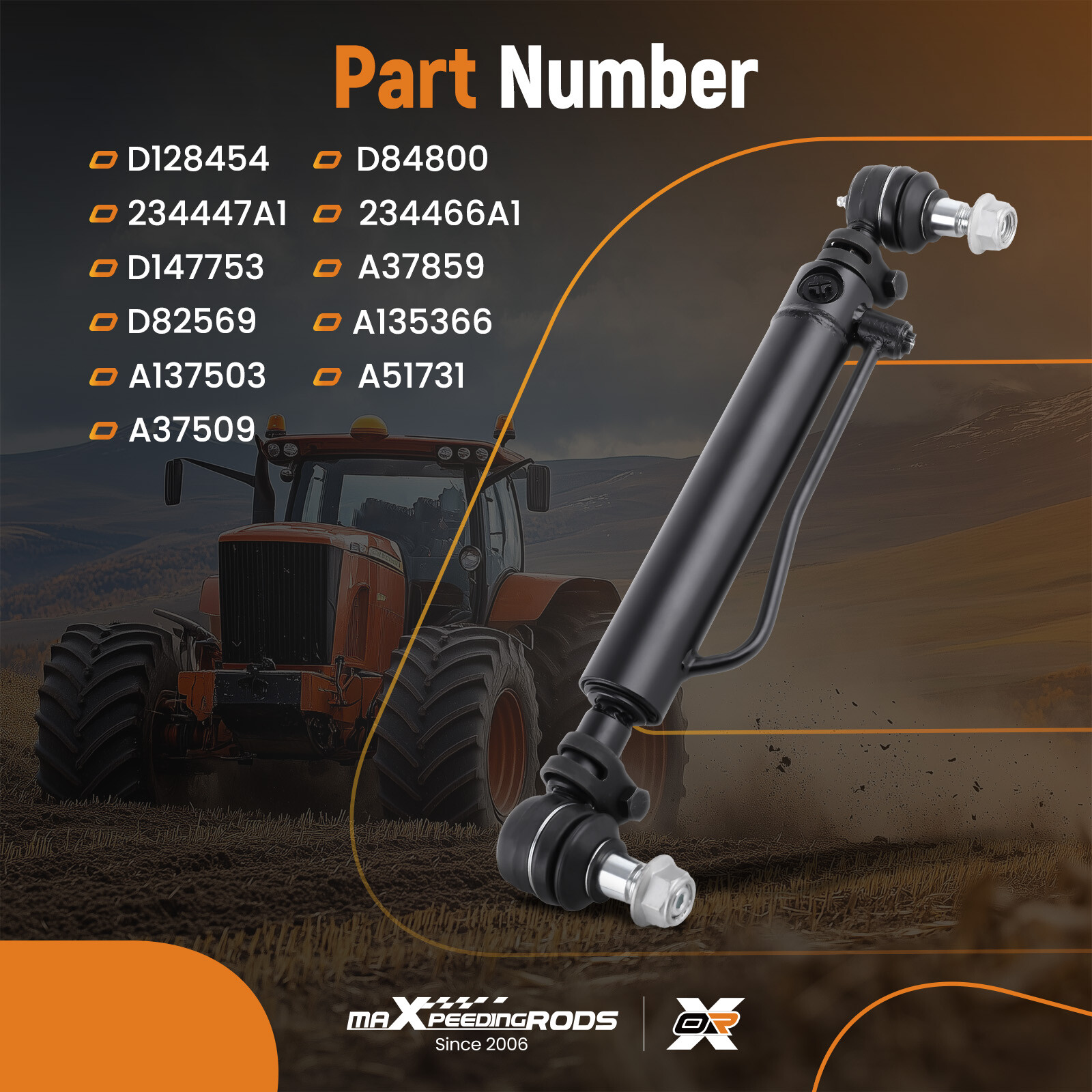 2X Steering Cylinder for Case 580C 580D 580E 580F 580SD 580SE 584D 234447A1