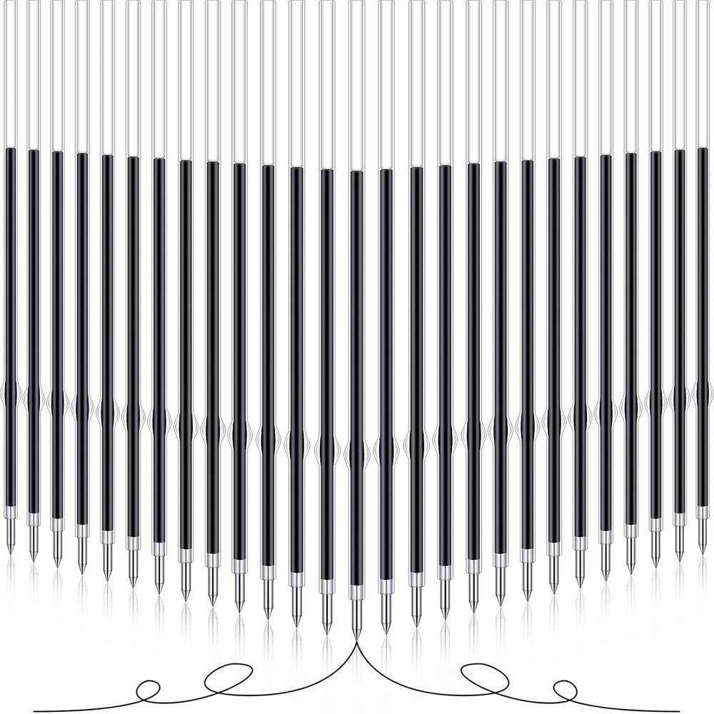 60 Pieces 0.7 mm Retractable Pen Refills Replacement Ballpoint Black