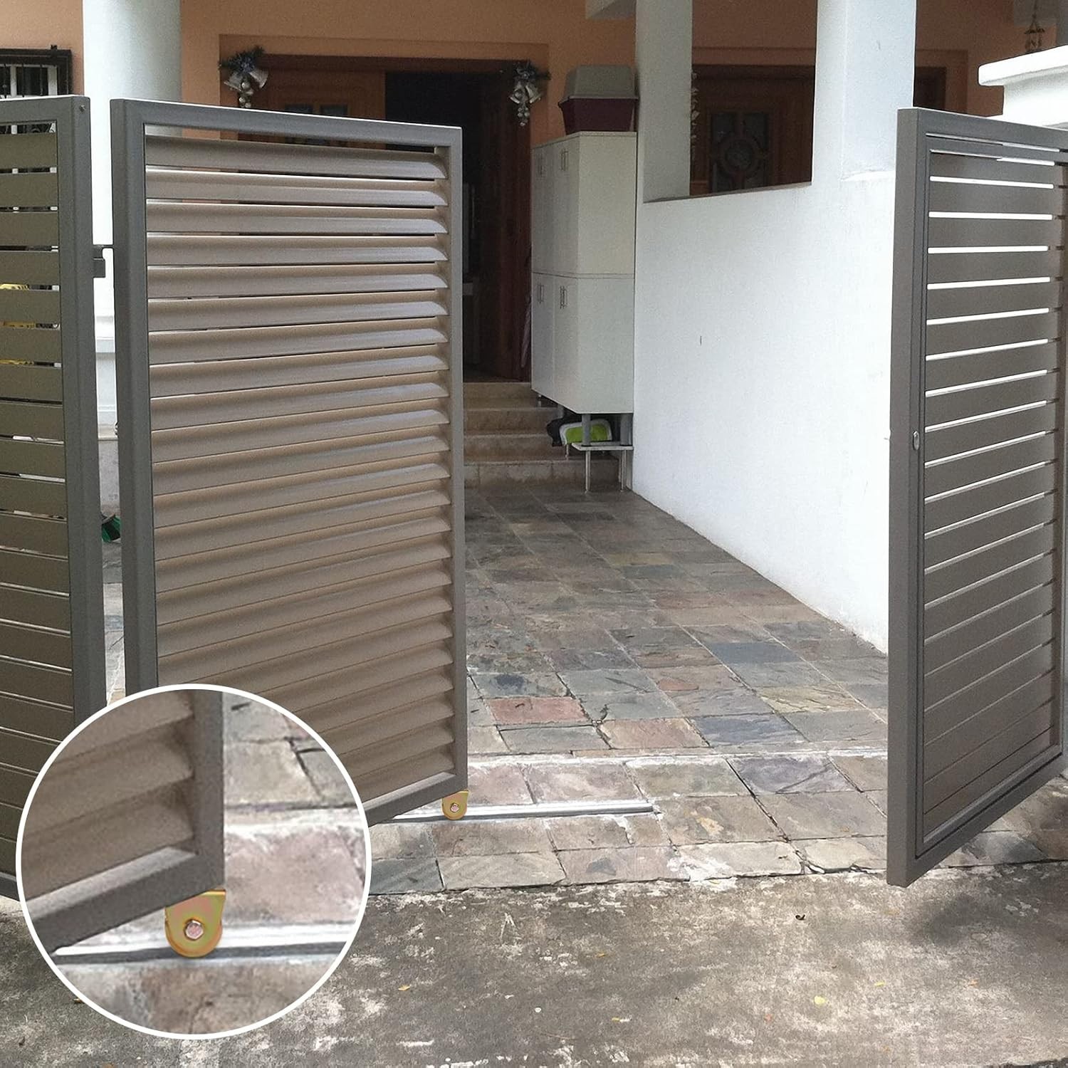 4 Pcs Sliding Gate Wheels 2.5in V Groove Caster 360° Stem 2640LBS Capacity