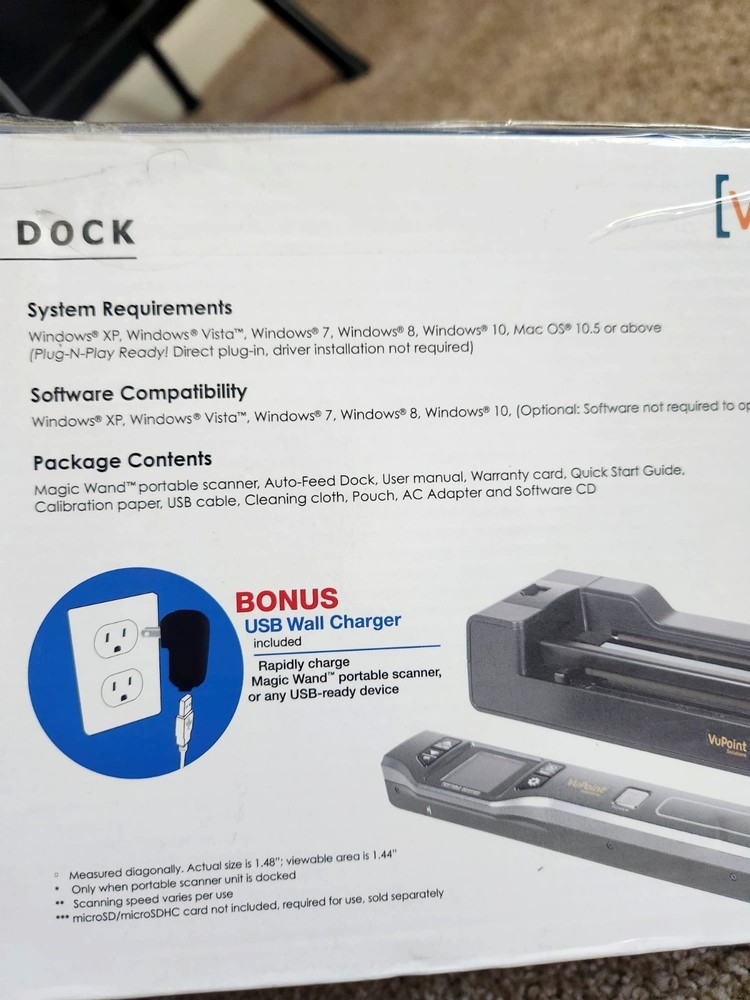 VuPoint Magic Wand, Portable Handheld Scanner - Auto-Feed Dock