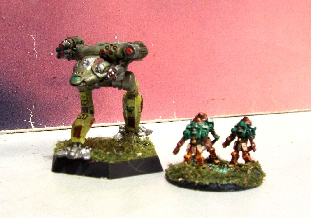 BATTLETECH FIRE FALCON MECH w/ ELEMENTALS [CAPELLAN DEATH COMMANDOS] (CATALYST)