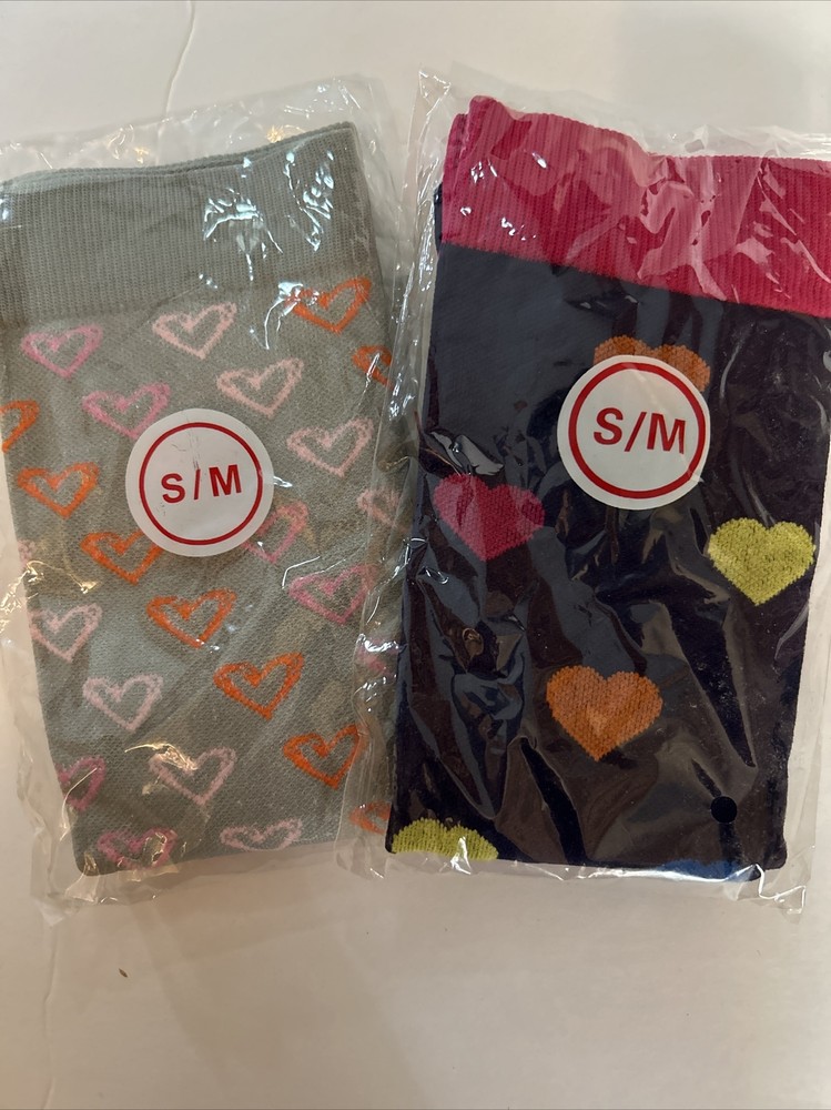 Mixed Color Heart Design Compression Socks 2 Pair