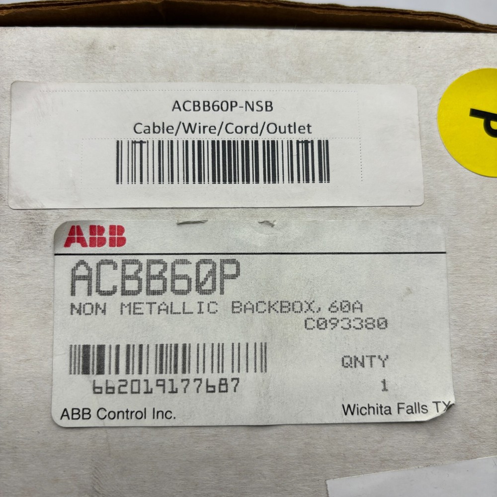 ABB ACBB60P Non-Metallic Backbox 60A C093380 Cable Wire Cord Outlet ✅