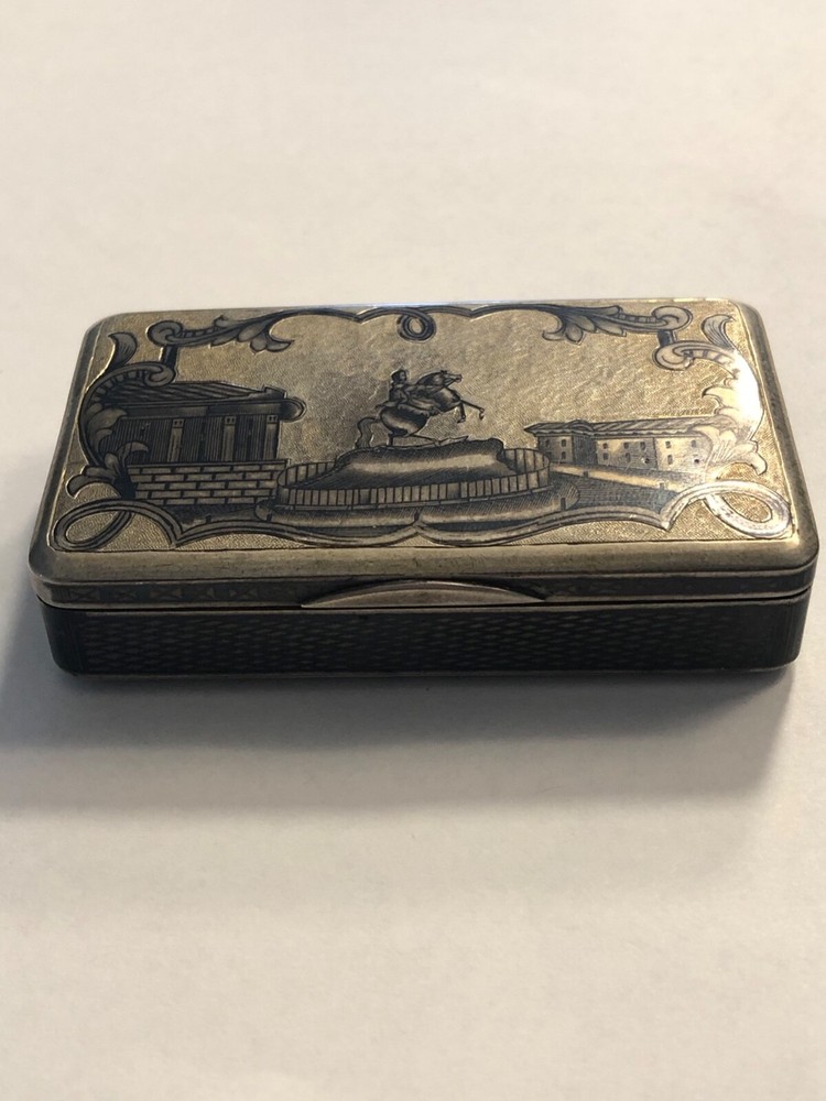 Russian Antique Niello Snuff Box