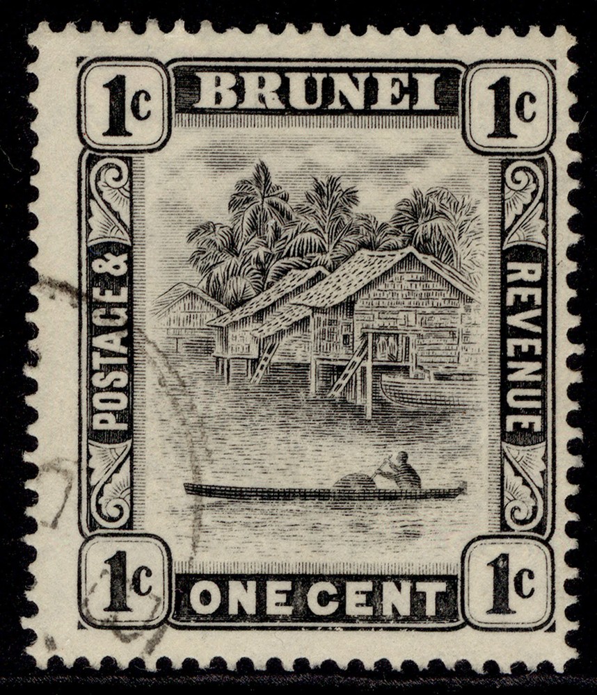 BRUNEI GV SG60, 1c black, FINE USED.