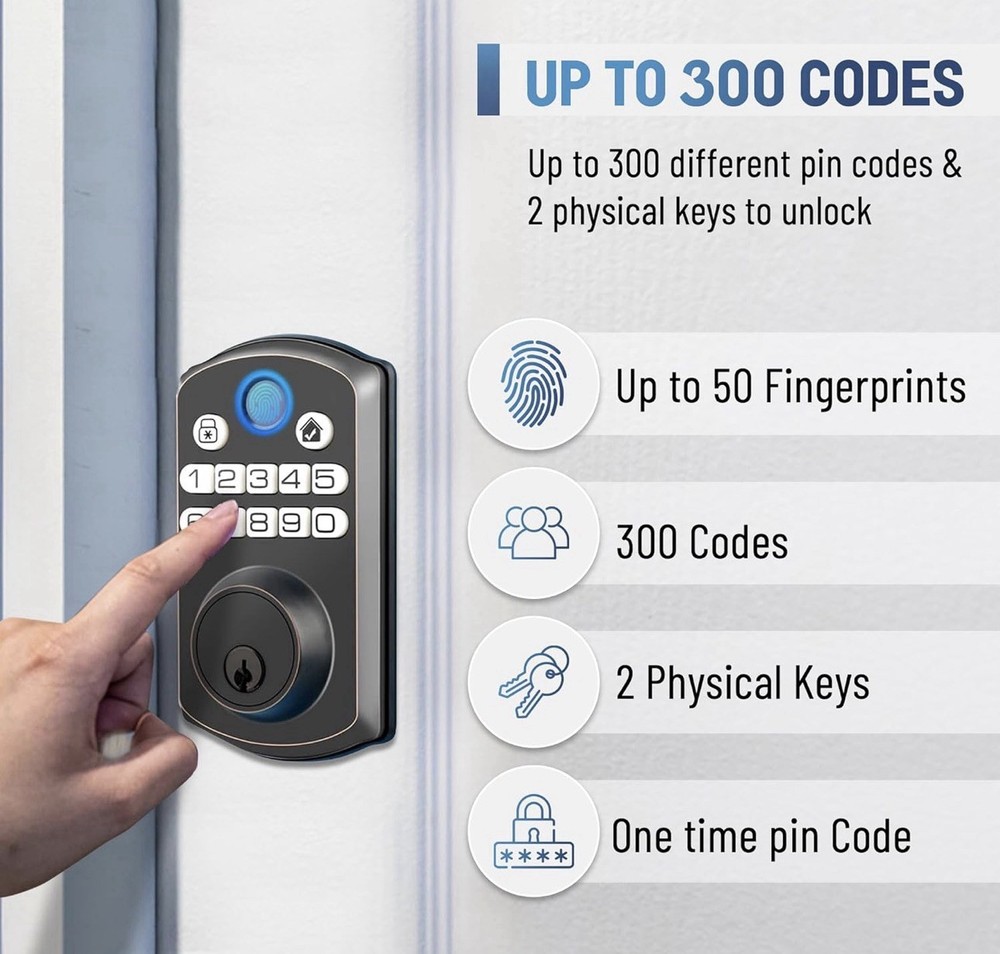 Locsmart fingerprint Door Lock Control Keyless Deadbolt AUTO LOCK