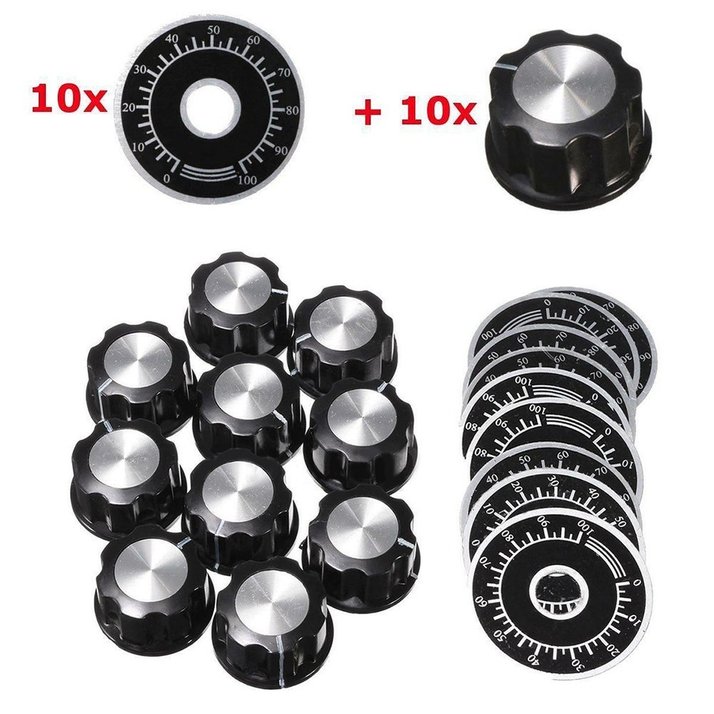 Rotary Potentiometer Knobs 10PCS/kit Accessories Black For For 6mm Shaft