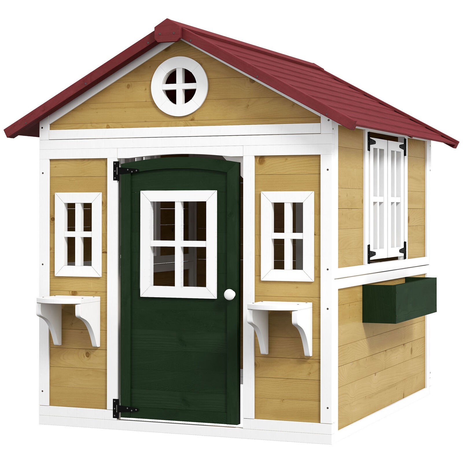 Playhouse for Kids with Doors Windows Planter Pots and Boxes