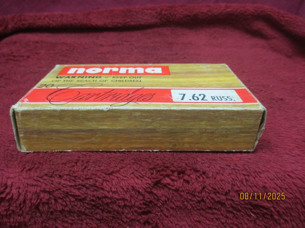 Vintage NORMA 7.62 Russ. 180 gr., Ammo Box, (Empty)