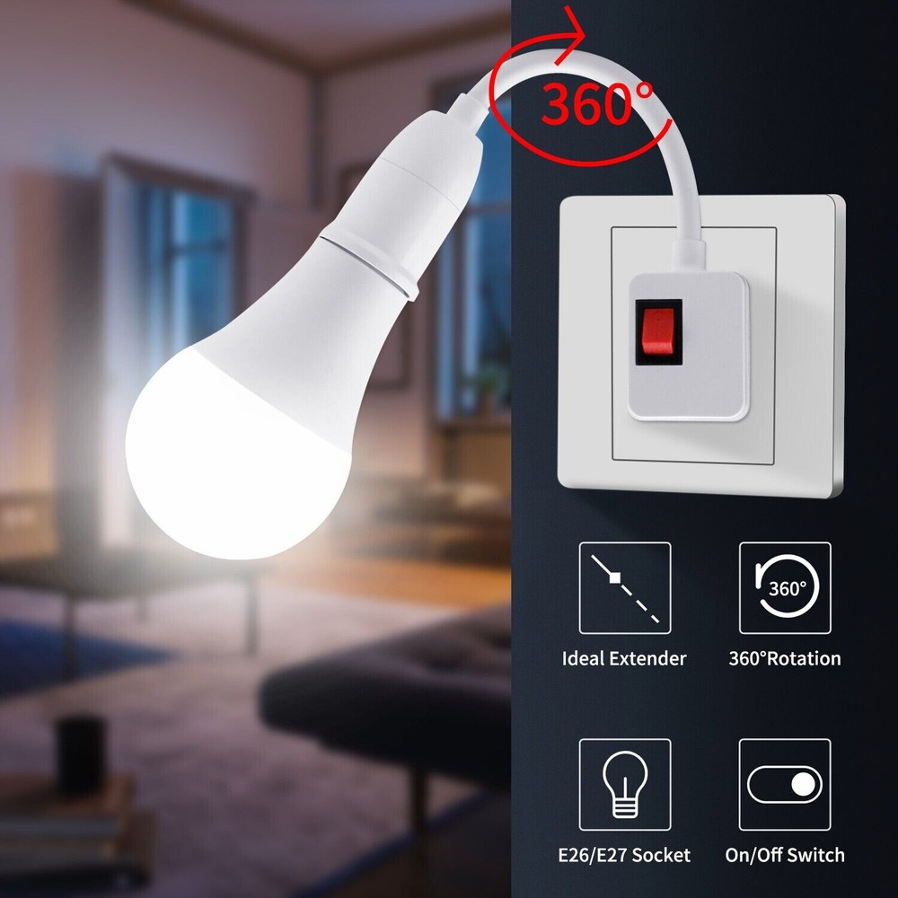 1/2/3 Pack E26 E27 LED Light Bulb Lamp Holder Flexible Extension Adapter Socket