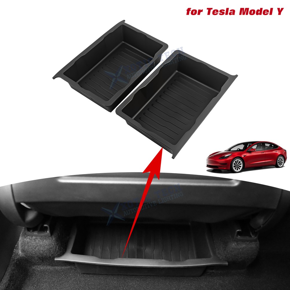 For Tesla Model Y X Underseat Storage Tray Driver Passenger Organizer Insert Bin