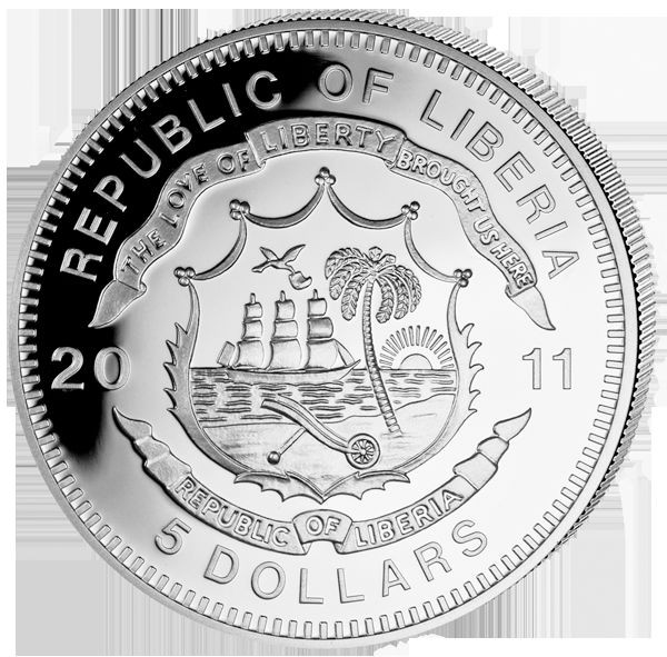 Liberia 2011 $5 History of Railroads Shinkansen 500 Proof Silver Coin