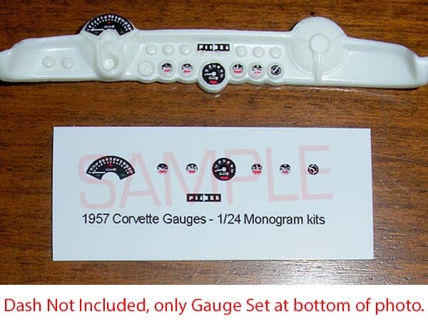 1957 CORVETTE GAUGE FACES for 1/24 scale MONOGRAM kits—PLEASE READ DESCRIPTION