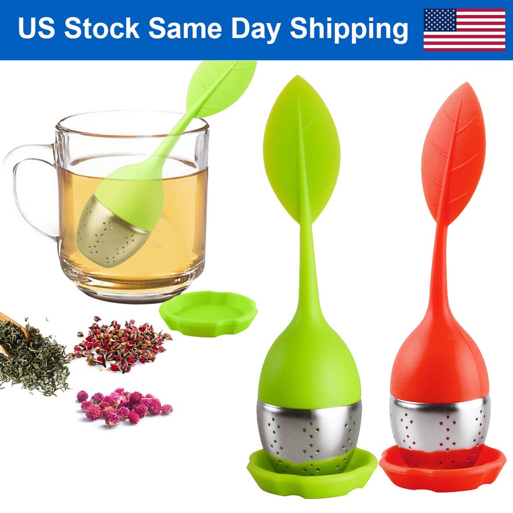 Silicone Tea Infuser Strainers Stainless Herbal Spice Filter Diffuser Red+Green