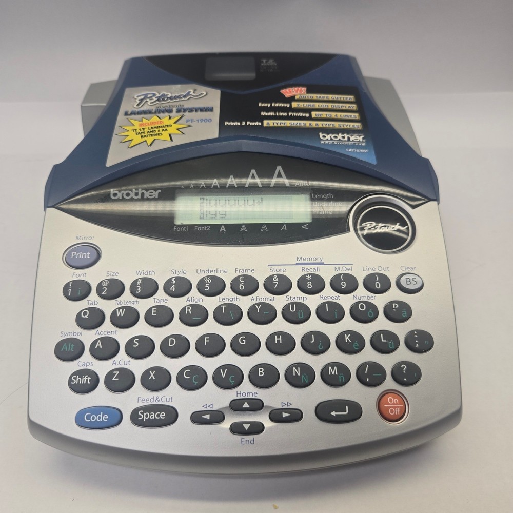 Brother P-Touch PT-1900 Electronic Labeling System Label Maker Blue Silver