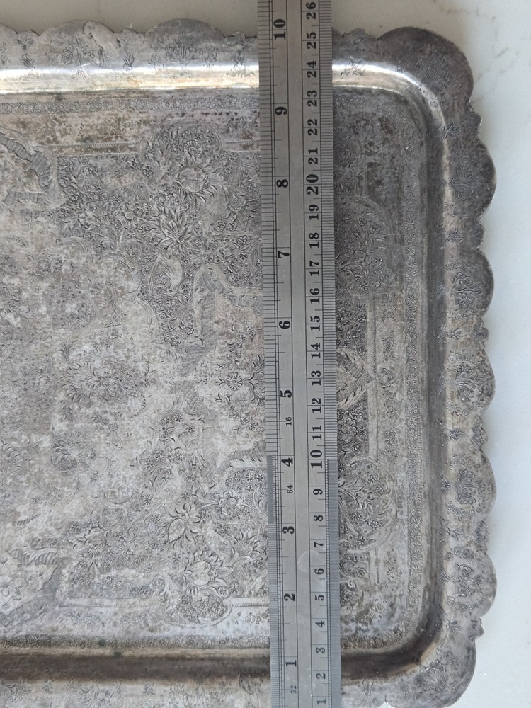EXCEPTIONAL GENUINE ANTIQUE MIDDLE EASTERN SILVER TRAY