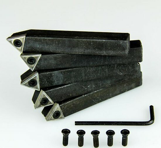 3/8 5 Pc Indexable Carbide Insert Turning Tool Bit Lathe Set C6 Chipbreaker