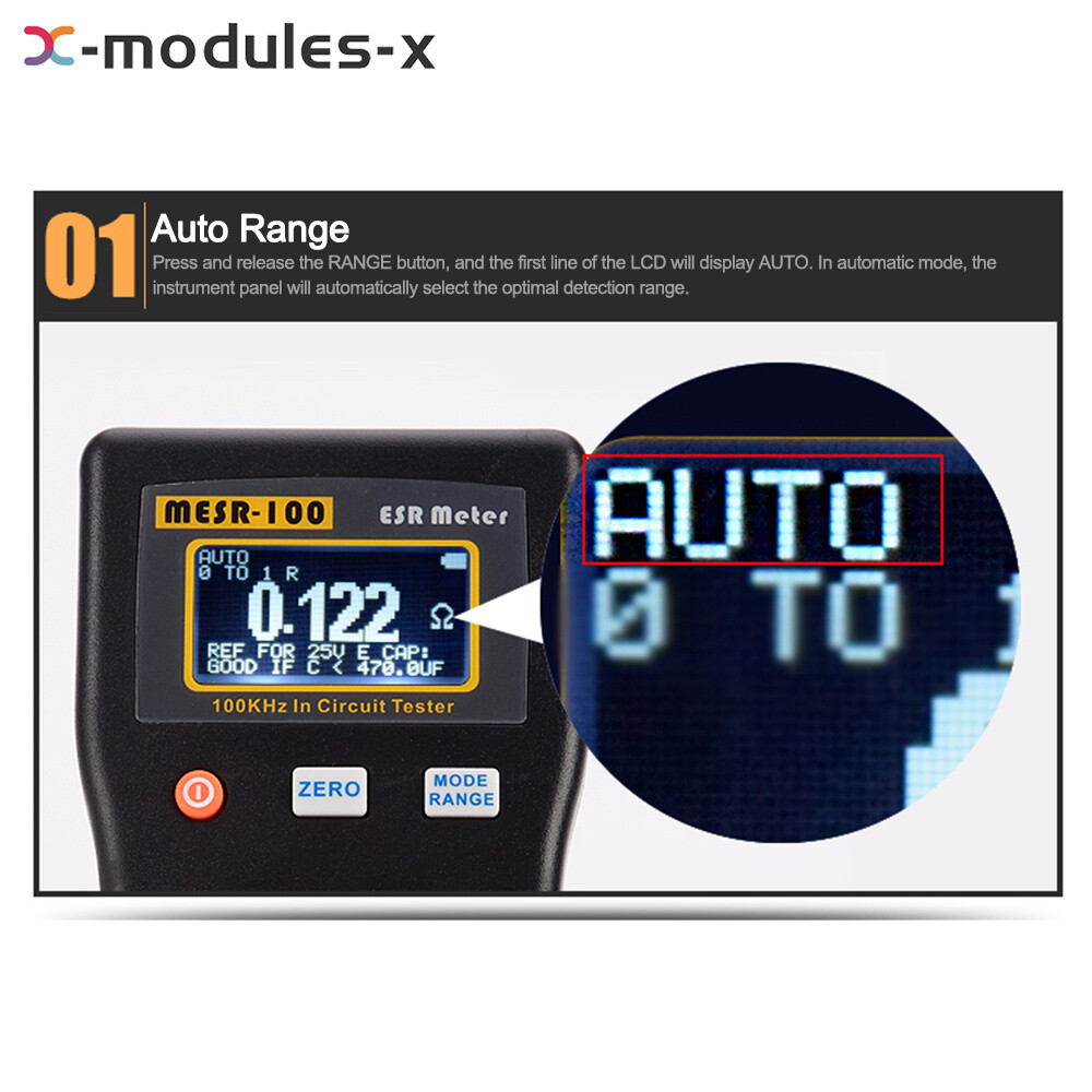 MESR-100 ESR Capacitance Ohm Meter Capacitance Internal Resistance Tester Tool